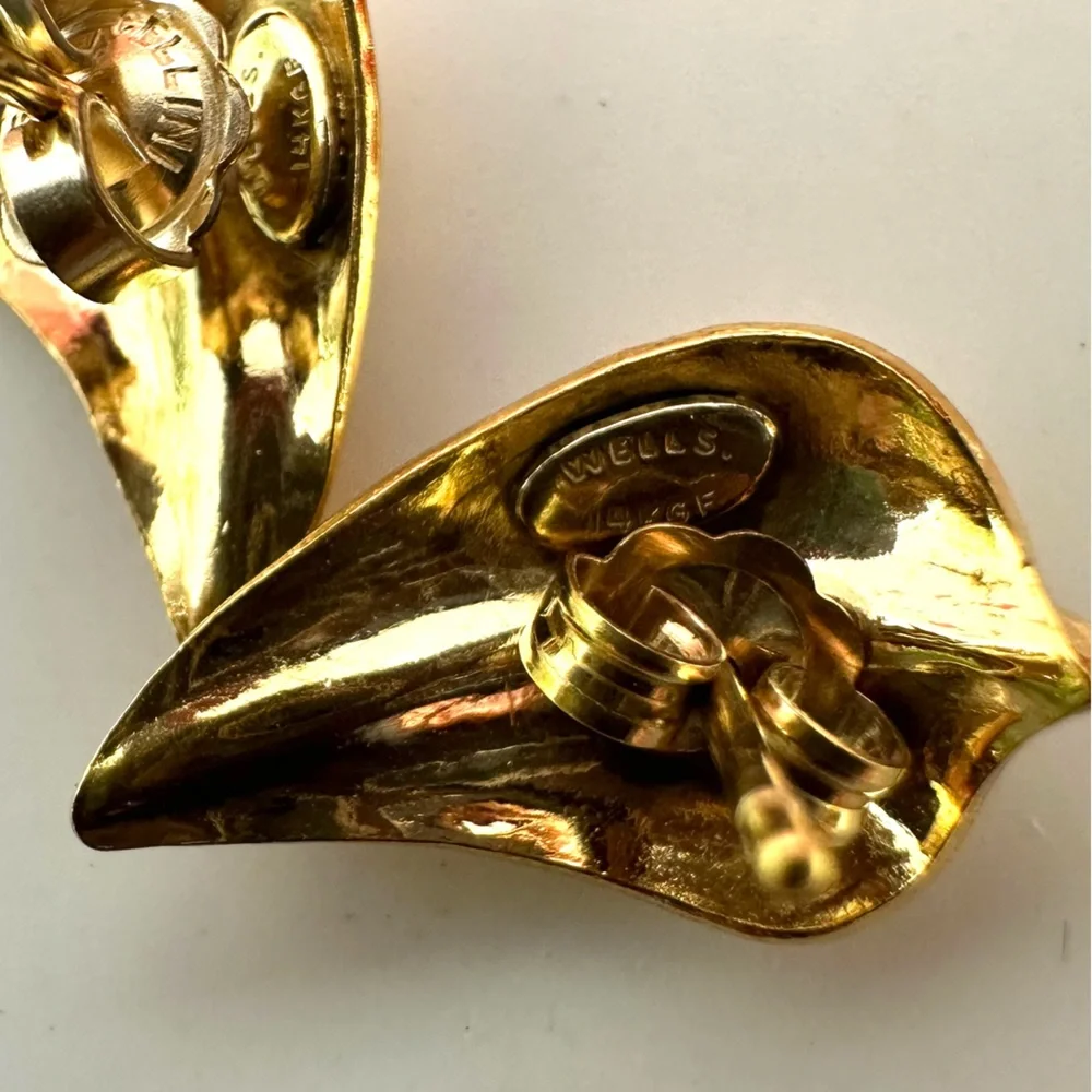 VINTAGE⚜️14K GF Gold Leaf Stud Earrings - Wells